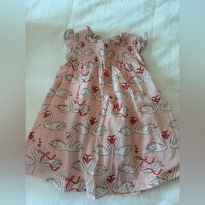 Pink Chicken Pink Swan Print Casual Dress